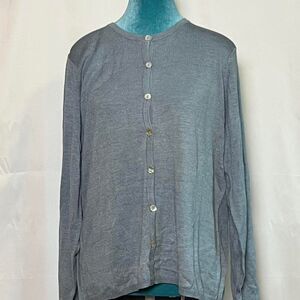Vintage Victoria Holley Silk Blend Cardigan Sweater Slate Blue size large preppy